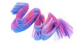 Blue and pink abstract lines on white background. 3D rendering.
