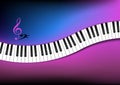 Blue and Pink Background Curved Piano Keyboard