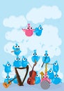 Blue Pink Birds Instrument