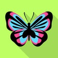 Blue pink butterfly icon, flat style Royalty Free Stock Photo