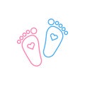 Blue and pink child feet icon