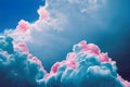 a blue and pink cloud with a blue sky in the background and a pink cloud in the foreground