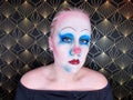 Blue and Pink Clown Theatrical Editorial Makeup Royalty Free Stock Photo