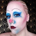 Blue and Pink Clown Theatrical Editorial Makeup Royalty Free Stock Photo