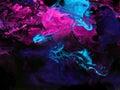 Blue and pink creative neon abstract hand painted background, marble texture Royalty Free Stock Photo