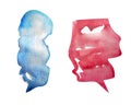 Blue and pink dialog spots watercolor illustration