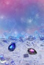 Blue and pink diamond drops