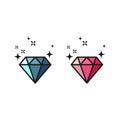 Blue and pink diamond vector icon. Colorful shiny diamond. Royalty Free Stock Photo