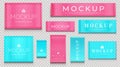 Blue and pink fabric tag, cloth labels for textile