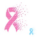 Blue pink flying pixel ribbon - prostate breast cancer