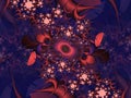 Blue pink fractal swirls leaves 3d geometries swirls sky shapes fractal, abstract geometries, background Royalty Free Stock Photo