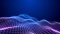 Blue and pink futuristic data wave. Cyber-motion of light particles. 3D rendering Royalty Free Stock Photo