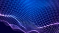 Blue and pink futuristic data wave. Cyber-motion of light particles. 3D rendering Royalty Free Stock Photo