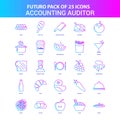 25 Blue and Pink Futuro Accounting Auditor Icon Pack