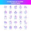 25 Blue and Pink Futuro Christmas Icon Pack Royalty Free Stock Photo