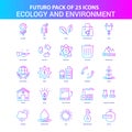 25 Blue and Pink Futuro Ecology and Enviroment Icon Pack