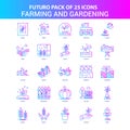 25 Blue and Pink Futuro Farming and Gardening Icon Pack