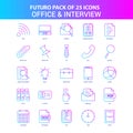 25 Blue and Pink Futuro Office and Interview Icon Pack
