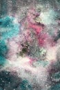 Blue and pink galaxy abstract watercolor illustration