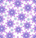 Blue and pink grabbed stars on white background, seamless flower vector background, beautiful floral ornament