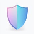 A blue and pink gradient shield icon. Royalty Free Stock Photo