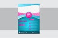 Blue and pink gradient vertical flyer template design. Brochure abstract background