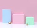 Blue pink green minimal abstract background 3d render