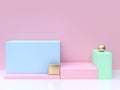 Blue pink green minimal abstract background 3d render