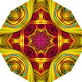 Blue, pink and green symmetrical kaleidoscope pattern. 3d waves