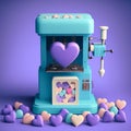 A blue and pink heart shaped machine with a sprinkle of sugar on it. Royalty Free Stock Photo