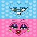 Blue and Pink Hearts