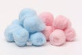 Blue and pink hygienic cotton balls Royalty Free Stock Photo