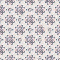 Blue and pink Indian block print abstract floral seamless vector pattern background with stylised flowers for fabric