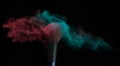 Blue and pink makeup on powder brush hit in a mixed cloud Royalty Free Stock Photo