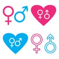 Blue and pink male and female symbols. Vector