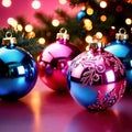 Blue and pink modern Christmas tree ornaments