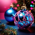 Blue and pink modern Christmas tree ornaments