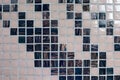 Blue pink mosaic square for background texture. Detail of a beautiful old folding abstract ceramic mosaic. Colored ceramic stones. Royalty Free Stock Photo