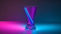 blue pink neon glass cup symmetry refraction future fashion abstract energy