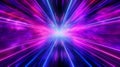 Blue and pink neon glow laser beam tunnel, high speed internet and digital concept abstract background. Generative AI Royalty Free Stock Photo