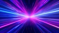 Blue and pink neon glow laser beam tunnel, high speed internet and digital concept abstract background. Generative AI Royalty Free Stock Photo