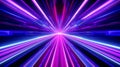 Blue and pink neon glow laser beam tunnel, high speed internet and digital concept abstract background. Generative AI Royalty Free Stock Photo