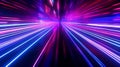 Blue and pink neon glow laser beam tunnel, high speed internet and digital concept abstract background. Generative AI Royalty Free Stock Photo