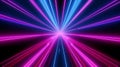 Blue and pink neon glow laser beam tunnel, high speed internet and digital concept abstract background. Generative AI Royalty Free Stock Photo