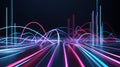 Digital Network with Blue and Pink Neon Lines over Dark Background Royalty Free Stock Photo