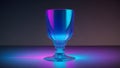 blue pink neon refracted beam goblet glass Royalty Free Stock Photo