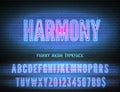 Blue pink neon typeface and vector Harmony night light sign