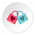 Blue and pink padlocks with heart icon, flat style Royalty Free Stock Photo