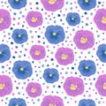 Colorful pansies, seamless pattern