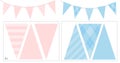 Blue and pink party banner flag for baby shower, birthday, Mother`s day, kid Baptism. Royalty Free Stock Photo